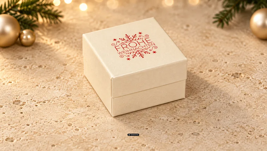 Boîte à bijoux LESER 0230 PLAIN crème avec le motif de Noël FLAKE en rouge