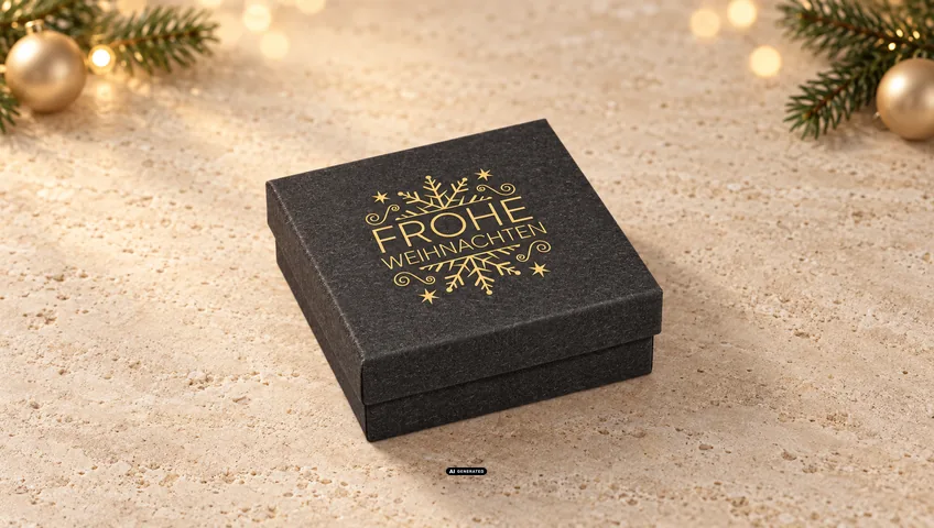 Boîte à bijoux LESER 0150 noire avec le motif de Noël FLAKE doré