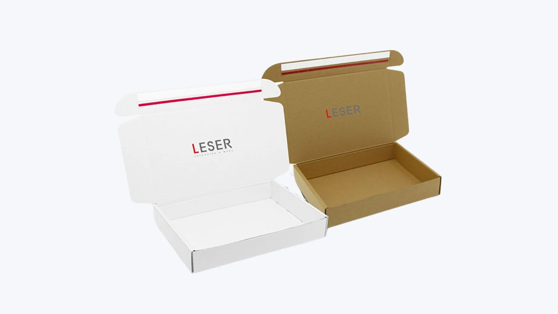 Versandschachteln.<br>5 Größen. 2 Farben.